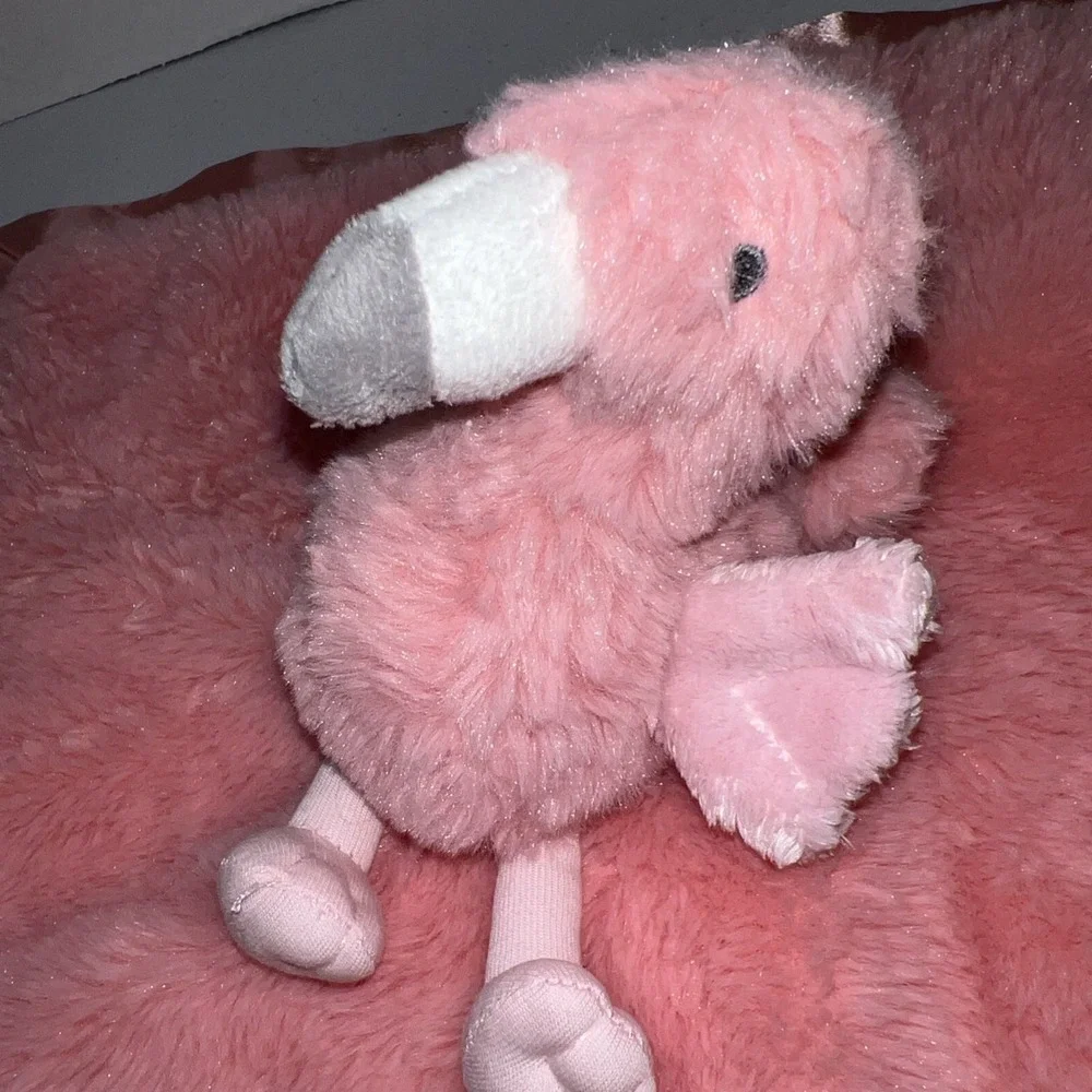 Cloud Island Plush Pink Flamingo Baby Lovey Security Blanket Pink Satin Trim